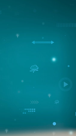 A deep teal background with scattered small white particles and soft, ethereal light flares creating a sense of depth and wonder.の写真素材