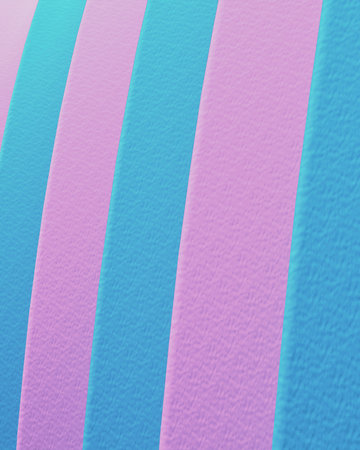A close-up abstract view of curved, parallel stripes in alternating shades of light blue and pink.の写真素材