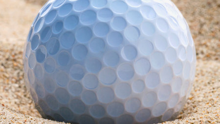 A close-up of a textured, blue, egg-shaped object with a honeycomb pattern sitting on a sandy surface.の写真素材