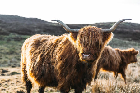 A peaceful scene of animals grazing in a natural landscape with mountains