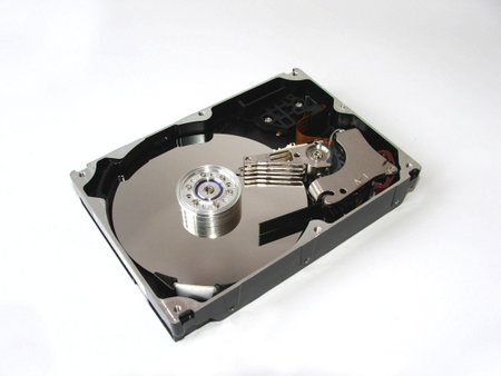 Hard disk on the white background