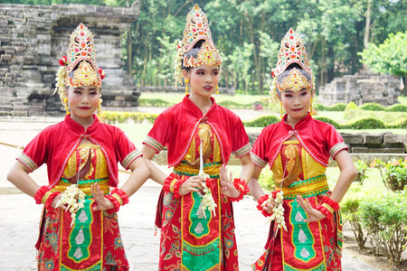 Indonesian dancers with the traditional costumes are ready to perform to celebrate the World Dance...