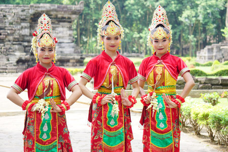 Indonesian dancers with the traditional costumes are ready to perform to celebrate the World Dance...