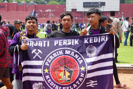 The supporters of Persik Kediri. Persik is one of the Indonesian football clubのeditorial素材
