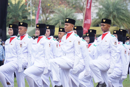 Indonesian flag raiser (paskibraka) in independence day ceremony