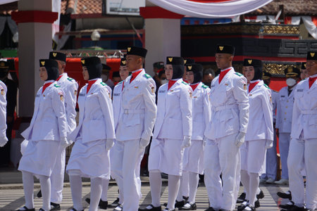 Indonesian flag raiser (paskibraka) in independence day ceremony