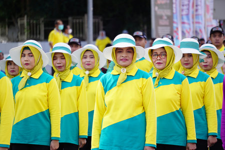 Indonesian participating in marching (baris berbaris) to celebrate Indonesian independence day