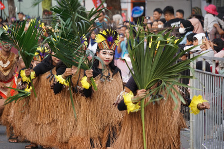 Pangkur sagu dance from papua at BEN Carnival. This dance depicts the activities of the Papuan...