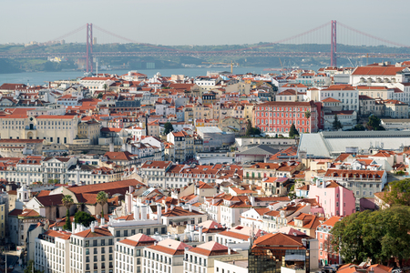 A panoramic view on Lisbon, Portugalの写真素材
