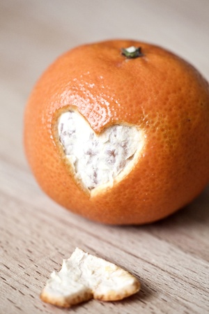 Orange with a heart signの写真素材