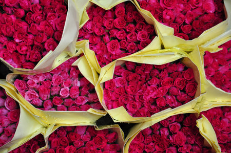 bouquet of roses sold in the market.