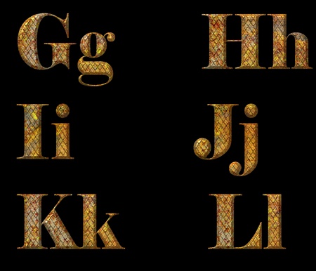 rusty metal font, isolated on black backgroundの写真素材