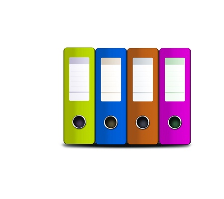 Stack of office files with documents isolated on whiteの写真素材