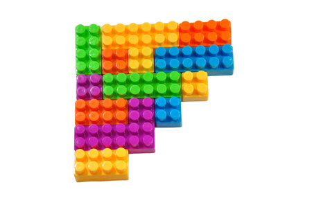 Toy colorful plastic blocks isolated on white 