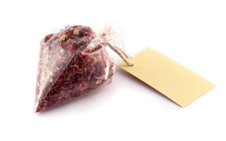 Dried roses in bag の写真素材