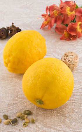  Two beautiful fresh lemonの写真素材
