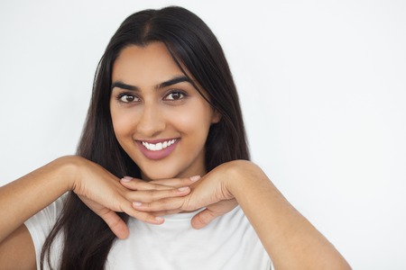 Closeup of Smiling Young Cute Indian Womanの写真素材