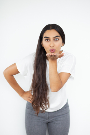 Content Attractive Indian Woman Sending Air Kissの写真素材