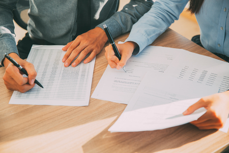 Business people working with financial documents