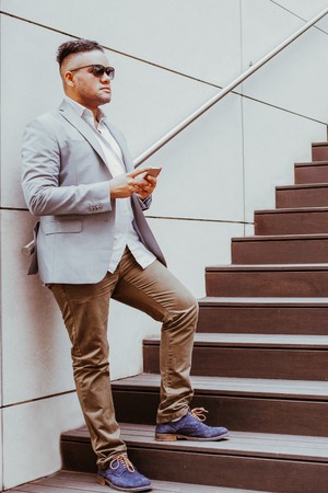 Pensive Business Man Waiting for Girlfriendの写真素材