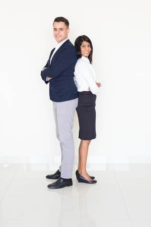 Portrait of successful multiethnic business coupleの写真素材