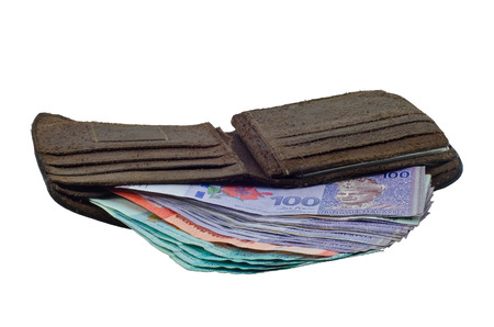 Money cash wallet on white background