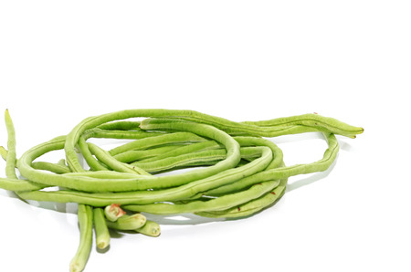 green beans on white backgroundの写真素材
