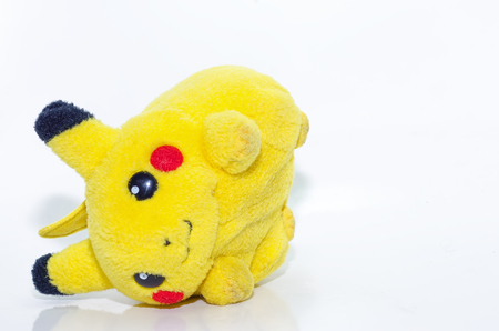 KUANTAN,PAHANG,MALAYSIA - October 01, 2015: Pokemon center plush doll pikachu. Plush doll pikachu in the mini studio. Pokemon is famous cartoon in Japan. Pokemon doll is popular collection of Malaysia teenager.のeditorial素材