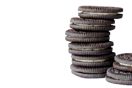 Chocolate Sandwich cookies isolated on white with clipping path 