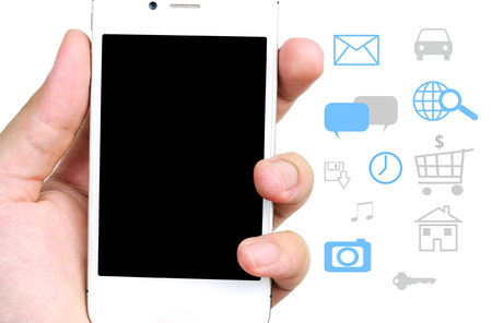 Smart phone and internet of things icons background, technology conceptの写真素材