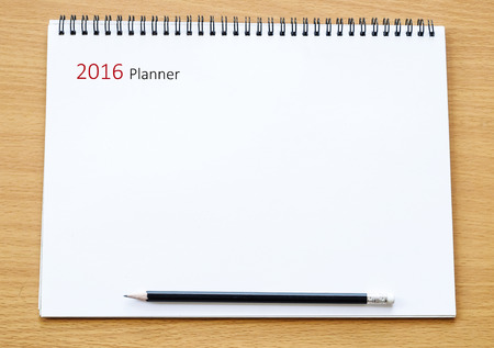 2016 planner words on blank scrapbook background, template