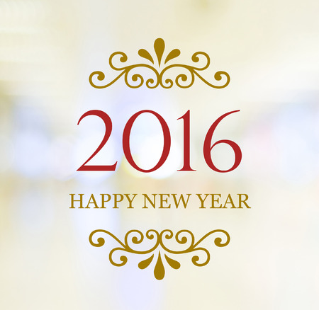 Happy new year 2016 writing on blur bokeh light background