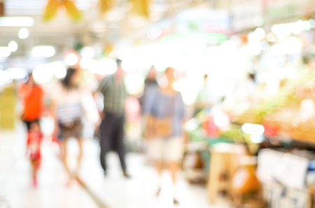 Blur market and people with bokeh light backgroundの写真素材