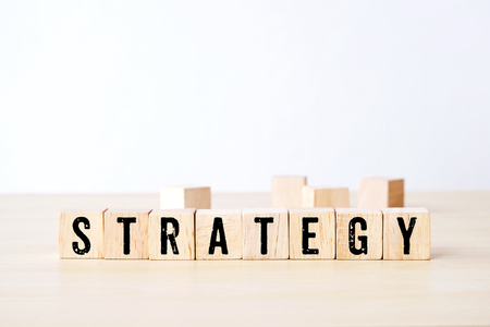 Strategy word on wooden cubes, sucess in business conceptの写真素材