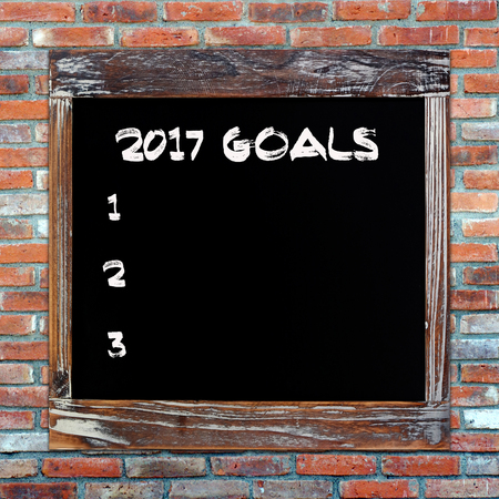 2017 goals list on chalk board backgroundの写真素材