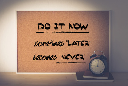 Inspirational quotation, Do it now, sometimes later becomes never, lifestyle, successful lifeの写真素材