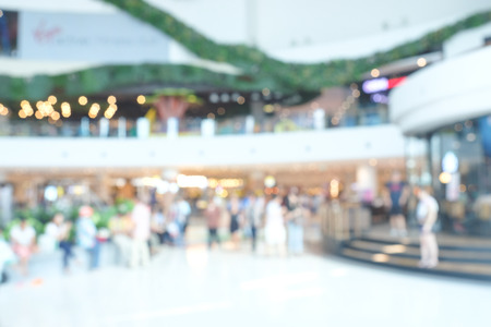 Blurred background, Blur store with people and bokeh light, business backgroundの写真素材