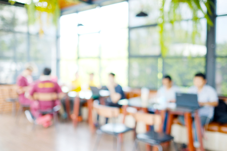 Blurred background : blur group of people team meeting at co-working space, casual style, teamwork concept, business, education conceptの写真素材