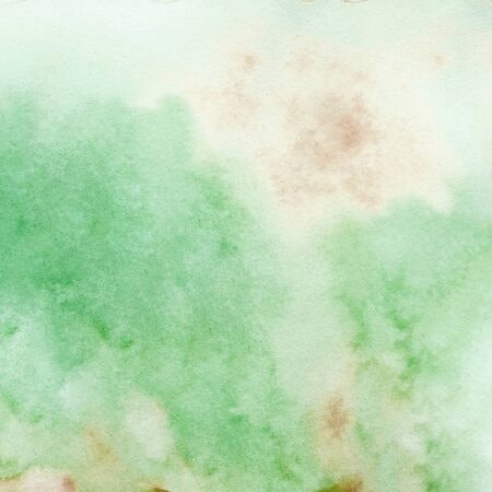 Watercolor background, art abstract green and brown, watercolor painting textured design on white paper backgroundの写真素材