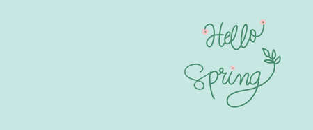 Hello spring design word on green background with copy space, illustration template for spring...
