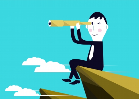 Businessman is seeking for an opportunityのイラスト素材