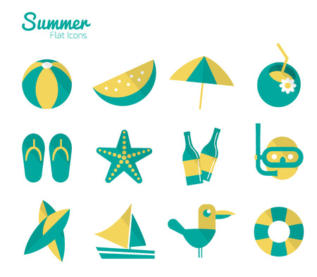 Summer Icons set 2  Flat design  Vectorのイラスト素材