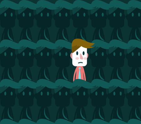 Unique Businessman in the crowd of businessmen のイラスト素材