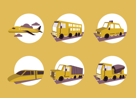 Public transportation icon set  flat design element  vector illustrationのイラスト素材