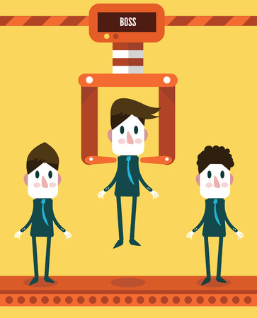 Robotic choosing worker from group of businessmen  business concept  vector illustration  flat designのイラスト素材