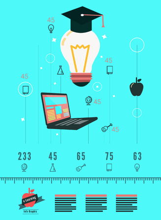 Online learning and education infographic. flat design element. vector illustrationのイラスト素材