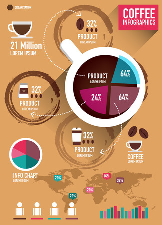 Coffee infographics. Flat design elements. vector illustrationのイラスト素材
