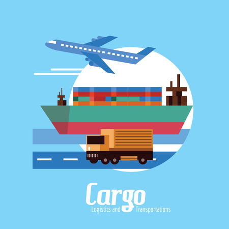 Cargo, Logistics and transportation. flat design elements. vector illustrationのイラスト素材