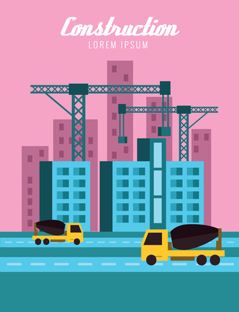 buildings and cranes. construction concept. flat design elements. vector illustrationのイラスト素材