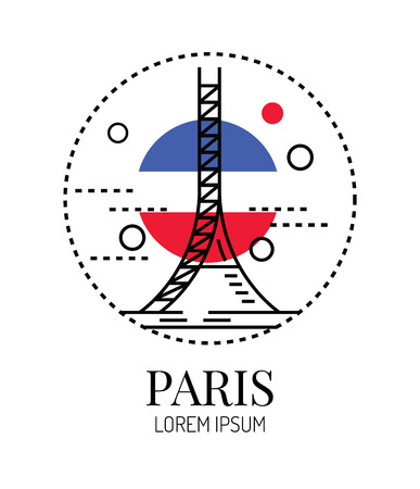Eiffel tower. line flat logo and icon design. vectorのイラスト素材